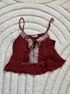 Women's Lace-Trim Burgundy Camisole Top